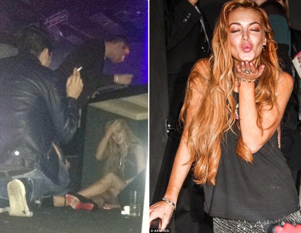 Lindsay Lohan `Ngumpet` di Kolong Meja DJ